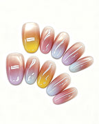 Sunset Mirage — pink press-on nail set, full set view