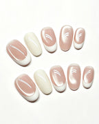 Cloud White — press-on nail set, full set, styled arrangement