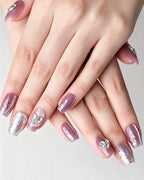 Lavender Lilac Cat Eye — press-on nails worn on hand, alternate angle