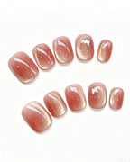 Amber Rosewood Jelly — pink press-on nail set, product detail view