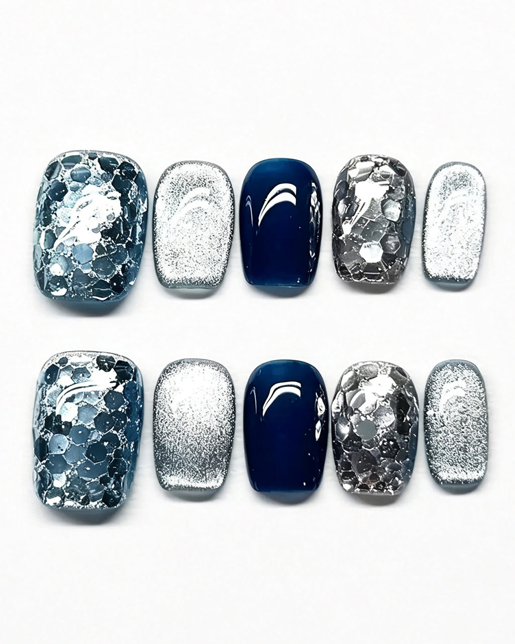 Blue Ocean — blue press-on nail set, product detail view