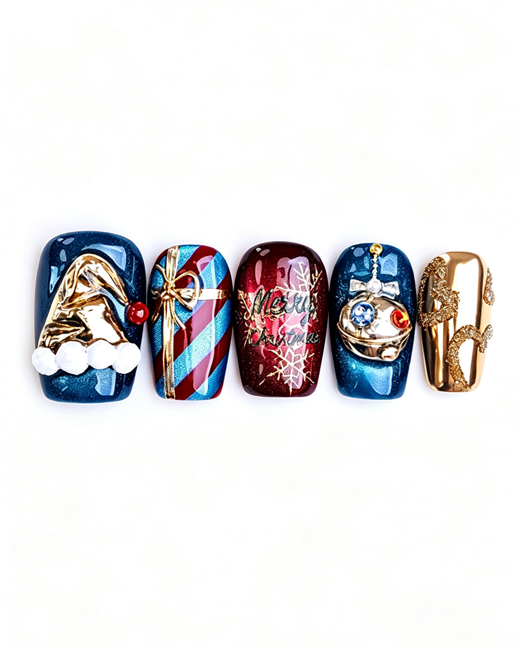 Christmas Fantasy — press-on nail set, full set, styled arrangement
