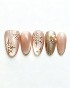 Champagne Gold Cat Eye — gold press-on nail set, product detail view