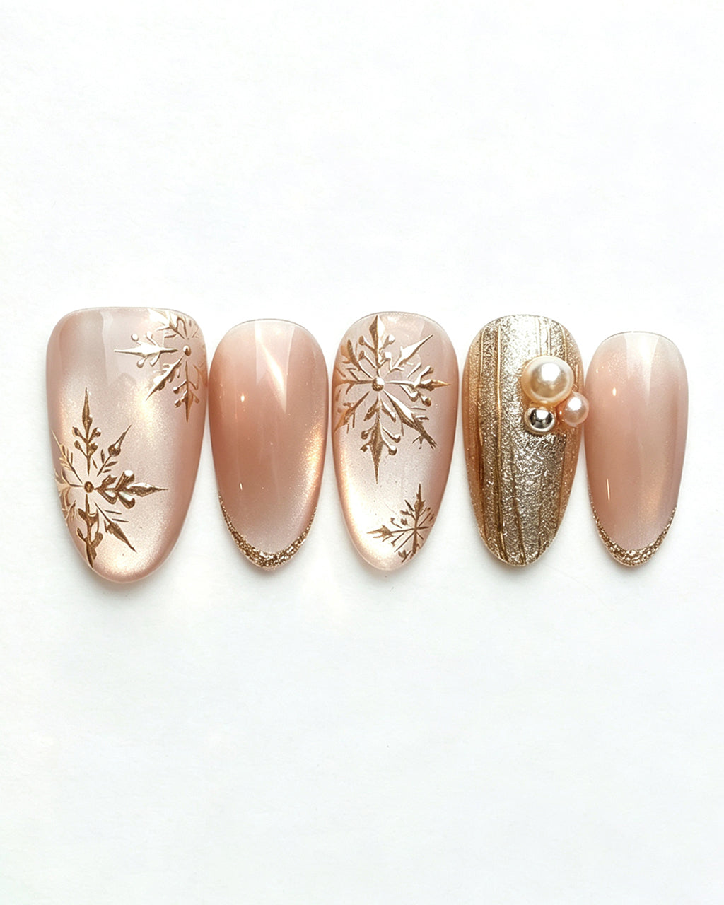 Champagne Gold Cat Eye — gold press-on nail set, product detail view