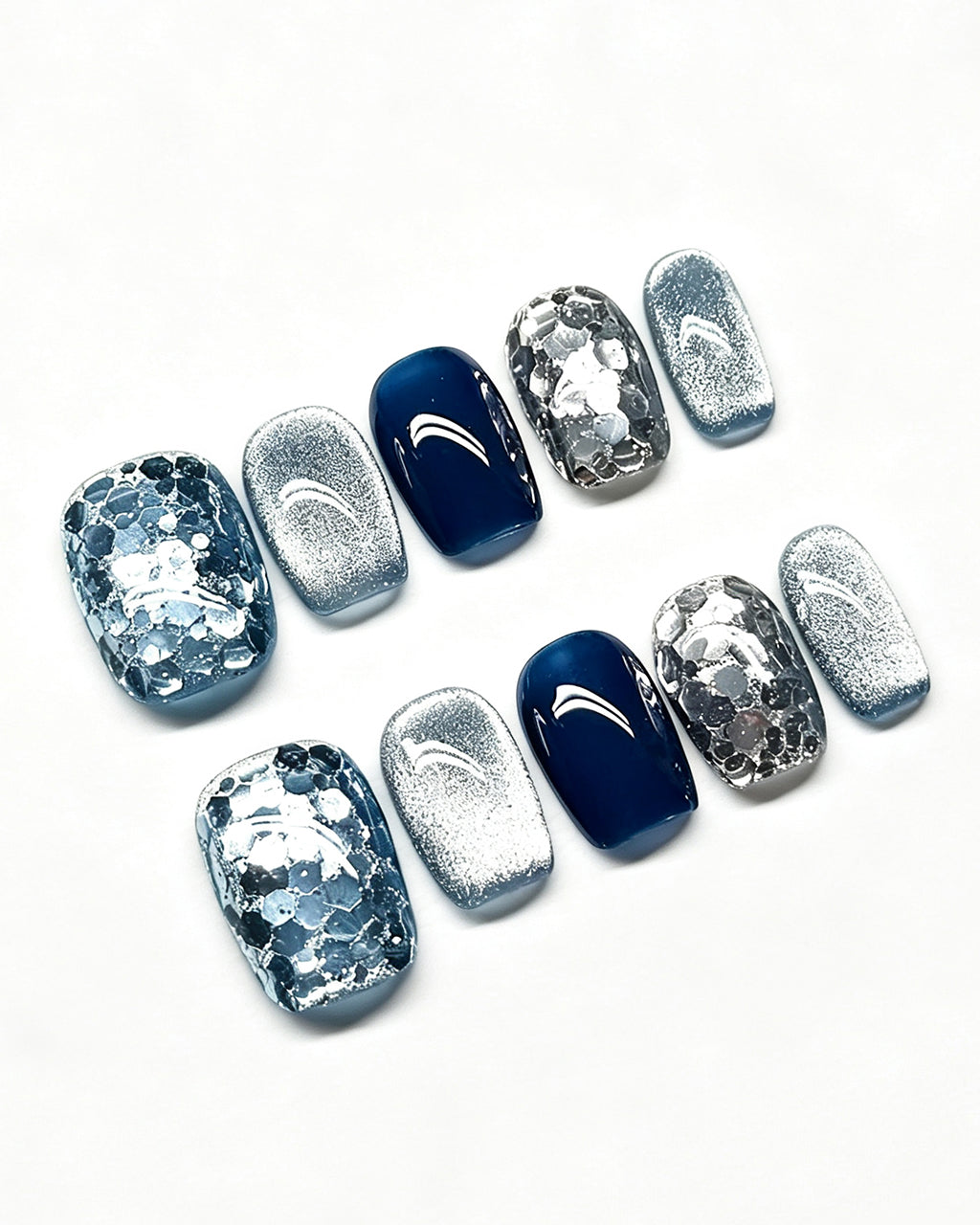 Blue Ocean — press-on nail set, full set view