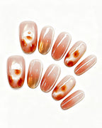 Honey Glow Amber Gem Jelly Nails — gold press-on nail set, product detail view
