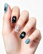Y2K Star — press-on nails worn on hand, close view