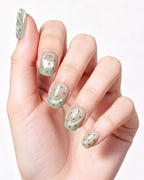 Lime Guava Pastel Jelly — press-on nails worn on hand, close view