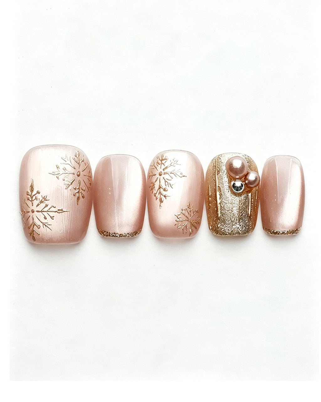 Champagne Gold Cat Eye — gold press-on nail set, full set view