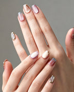 Rhythmic Light — press-on nails worn on hand, alternate angle