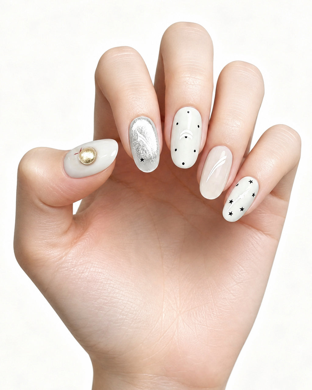 Peachy Diary — press-on nails worn on hand, alternate angle