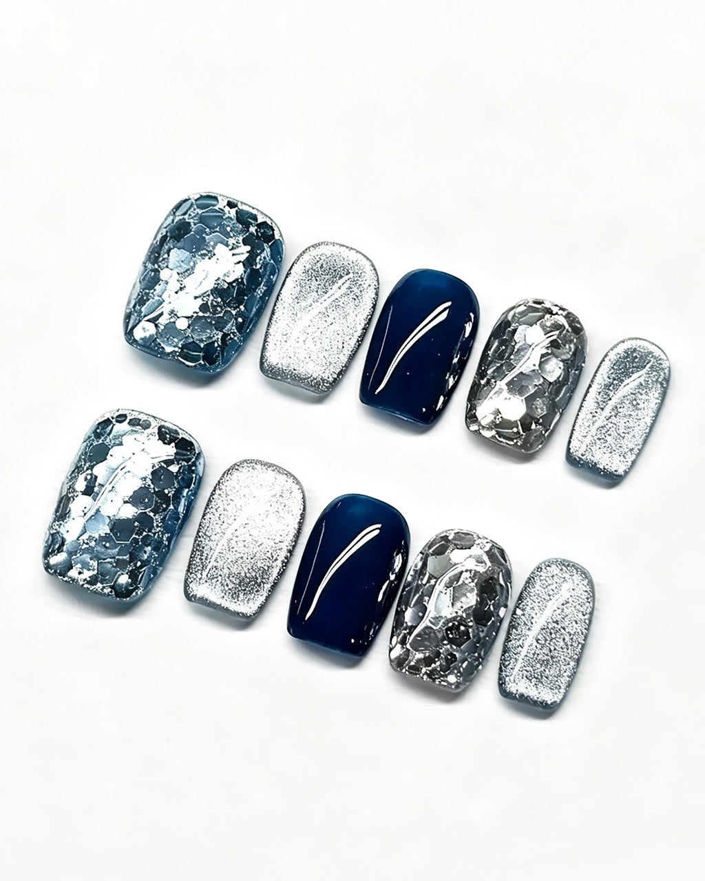 Blue Ocean — press-on nail set, full set, styled arrangement