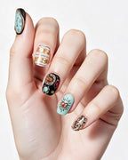 Singularity — press-on nails worn on hand, close view