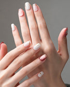 Strawberry Sweetheart — press-on nails worn on hand, alternate angle