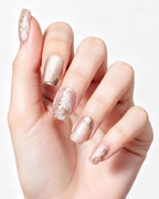 Ice Flower — press-on nails worn on hand, close view