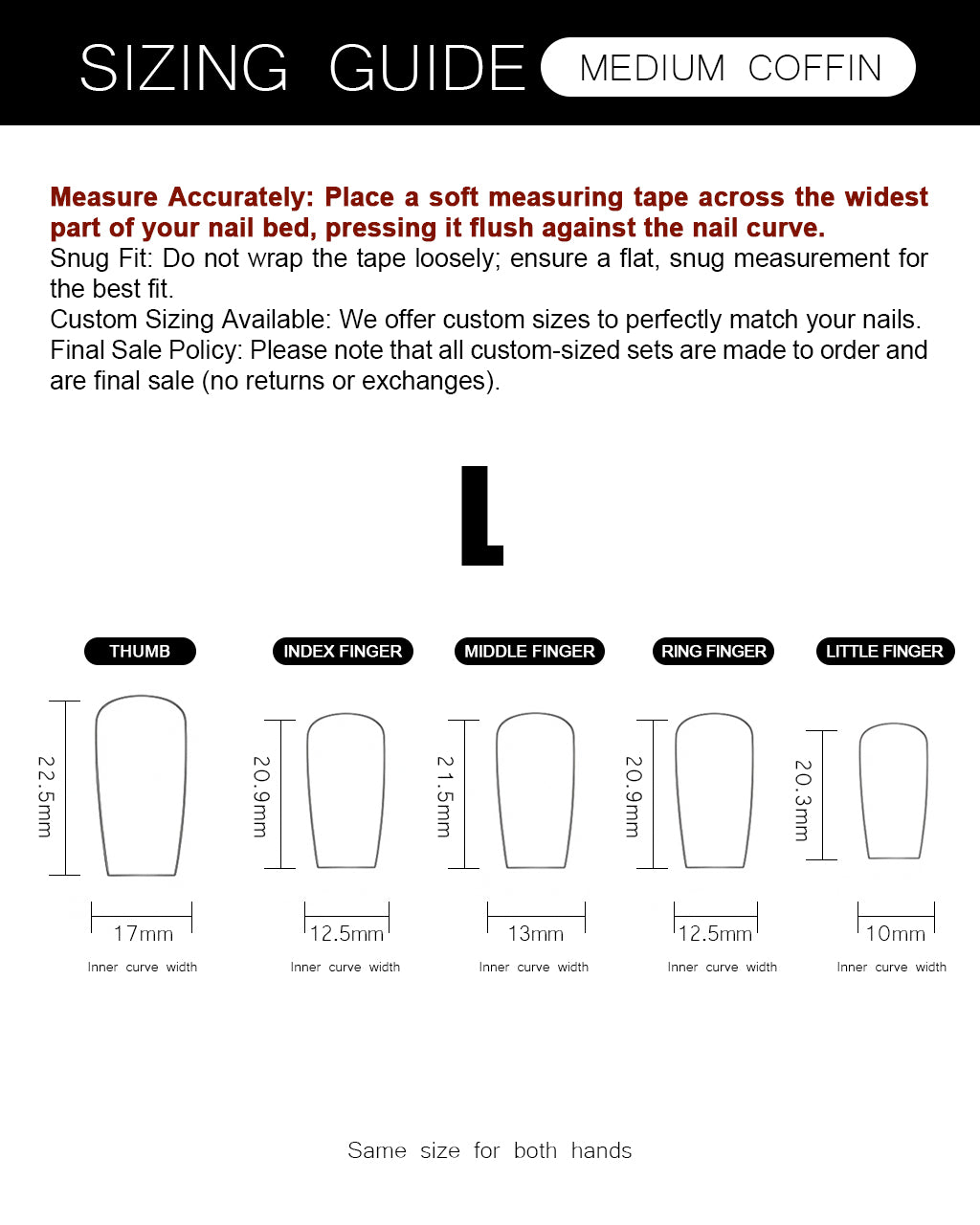 Soft & Versatile — sizing guide: how to measure your nails for a perfect press-on fit