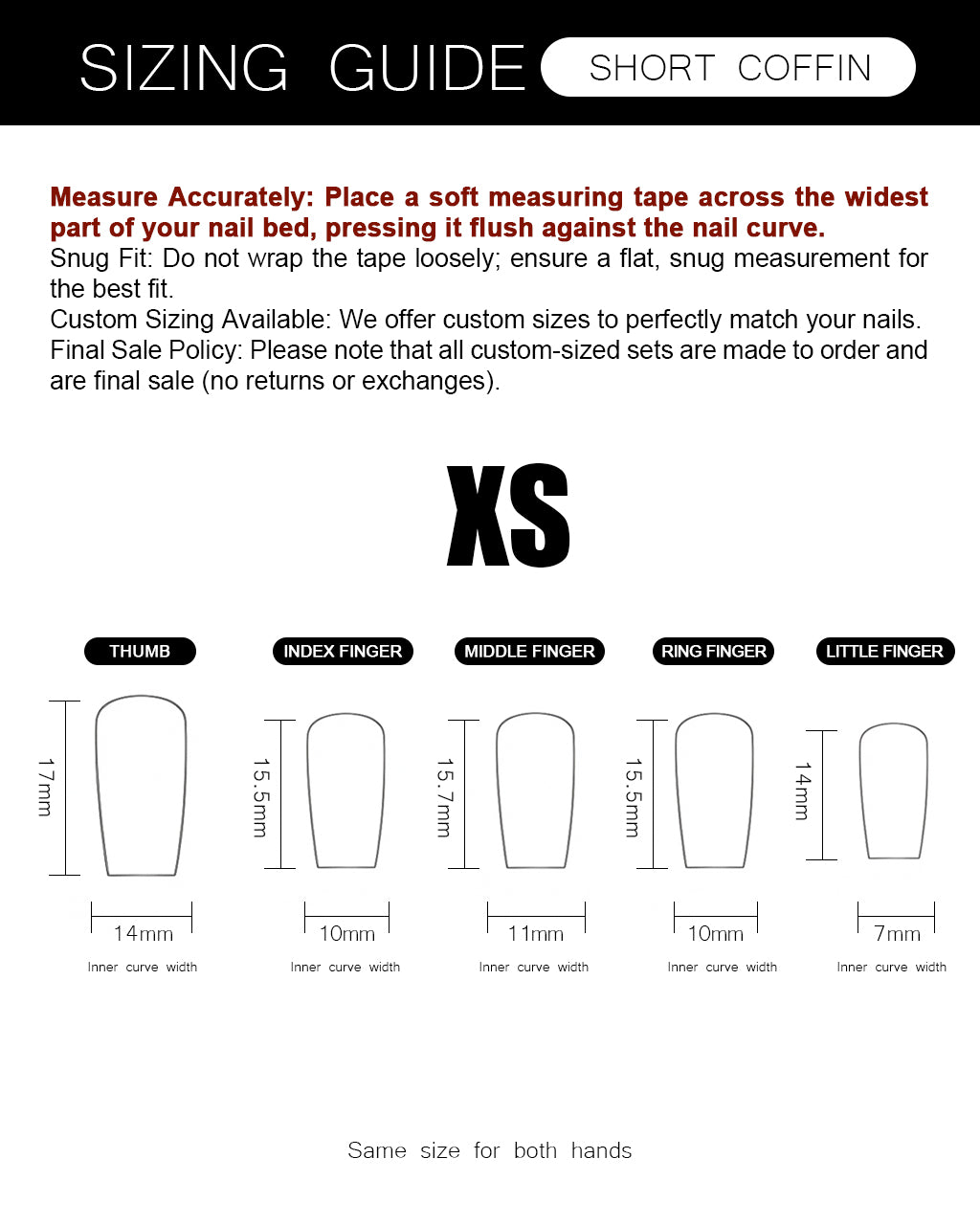 Christmas Fairy Tale — sizing guide: how to measure your nails for a perfect press-on fit