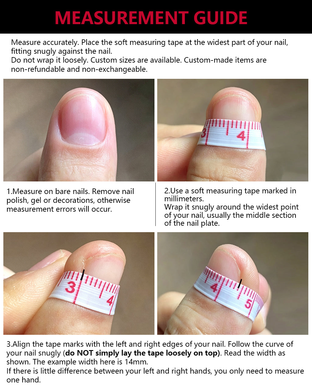 Molten Silver Chrome Cat-Eye Nails — sizing guide: press-on nail size chart